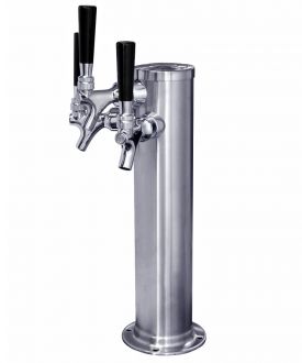 Kegco D4743TT-BRUSH Brushed Stainless 3 Tap Draft Beer Tower - Triple Faucets